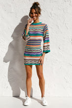 Load image into Gallery viewer, Rainbow Long Sleeve Knitted Mini Dress

