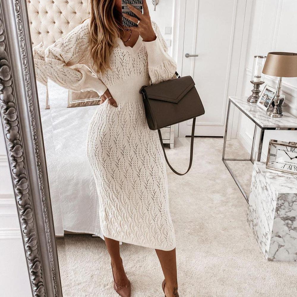 Elegant White Sweater Dress