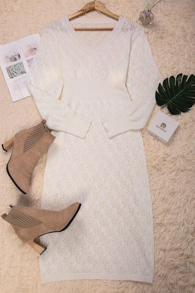 Elegant White Sweater Dress
