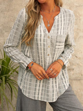 Load image into Gallery viewer, Plaid Print Buttons Long Sleeve Top
