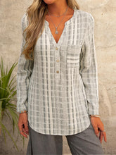 Load image into Gallery viewer, Plaid Print Buttons Long Sleeve Top
