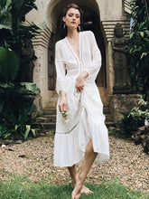 Load image into Gallery viewer, White Lace Hollow Out Midi Dress
