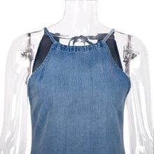 Load image into Gallery viewer, Blue Halter Denim Mini Dress
