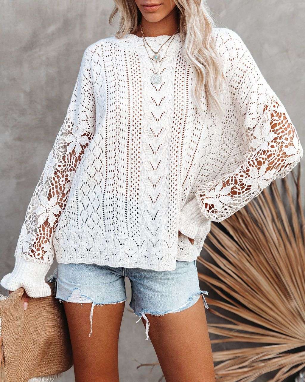 Classic Lace Patchwork Sweater