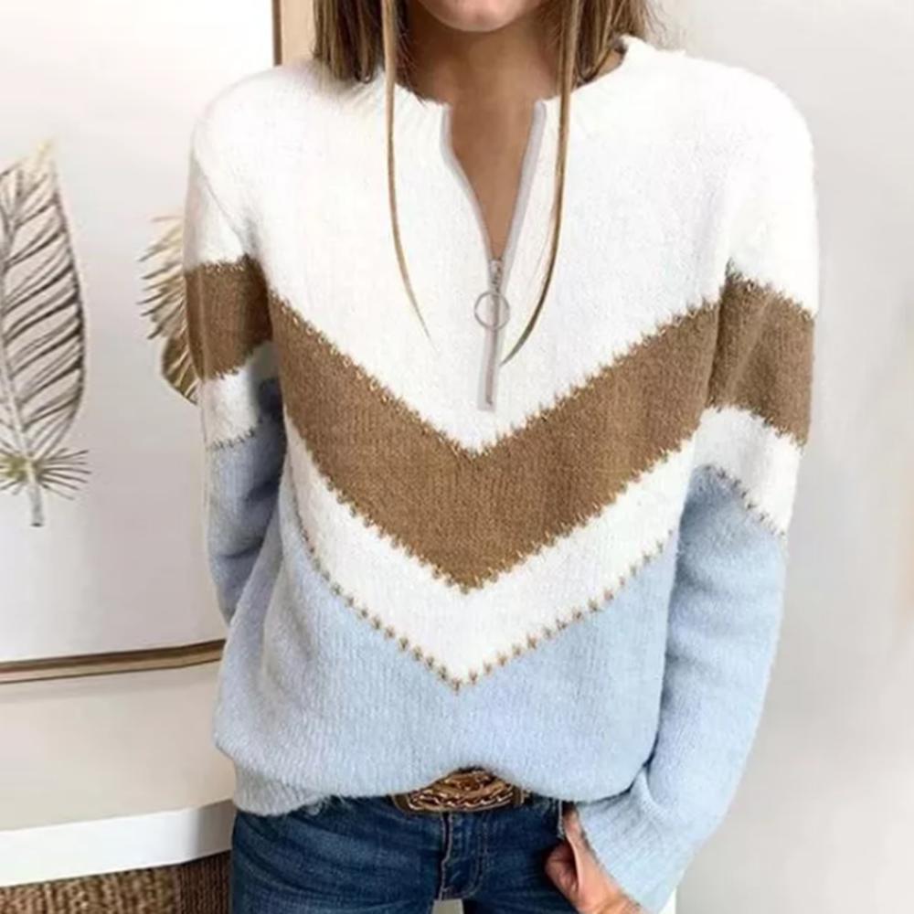 Color Block Zipper Sweater