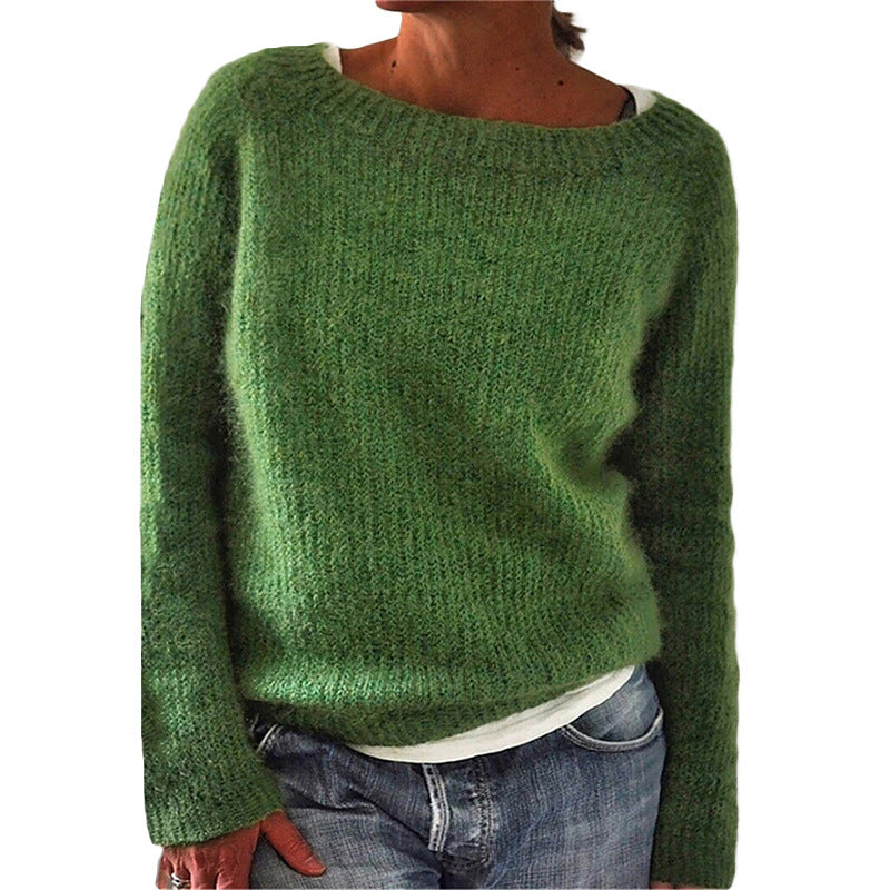 Simple Green Long Sleeve Sweater