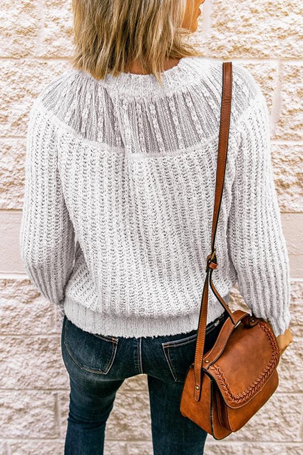 Beige Hollow Out Sweater