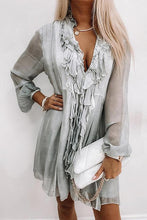 Load image into Gallery viewer, Flowing Ruffles V Neck Mini Dress
