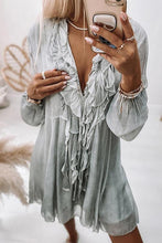 Load image into Gallery viewer, Flowing Ruffles V Neck Mini Dress
