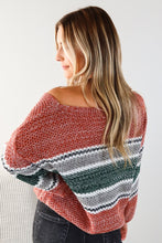 Load image into Gallery viewer, Red Stripped  Long Sleeves Sweater
