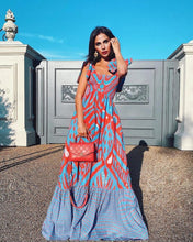 Load image into Gallery viewer, Red Print Stripes Maxi Dress
