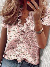 Load image into Gallery viewer, Pink Floral Ruffled Top
