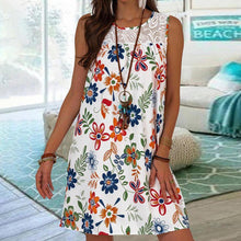 Load image into Gallery viewer, White Lace Patchwork Floral Mini Drss
