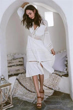 Load image into Gallery viewer, White Lace Hollow Out Midi Dress
