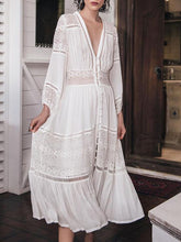 Load image into Gallery viewer, White Lace Hollow Out Midi Dress

