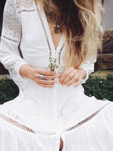 Load image into Gallery viewer, White Lace Hollow Out Midi Dress
