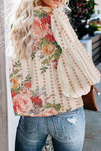 Load image into Gallery viewer, Beige Floral Long Puff Sleeve Blouse
