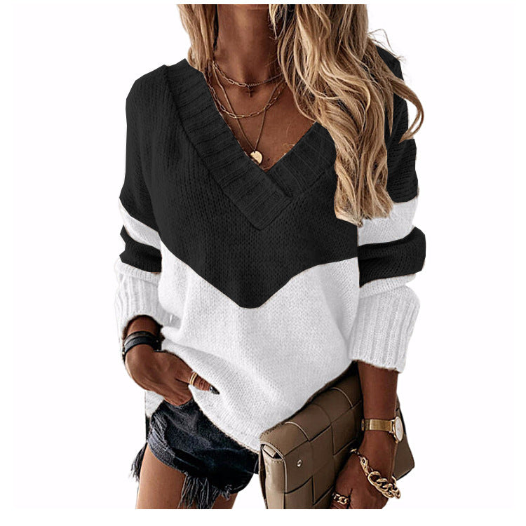 Color Block Long Sleeve Sweater