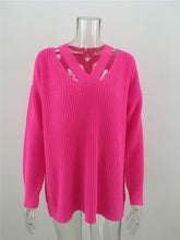 Load image into Gallery viewer, Hot Pink V-neck Sweater
