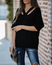 Load image into Gallery viewer, Hot Pink V-neck Sweater
