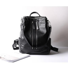 Load image into Gallery viewer, Black Double Zipper Leather Backpack
