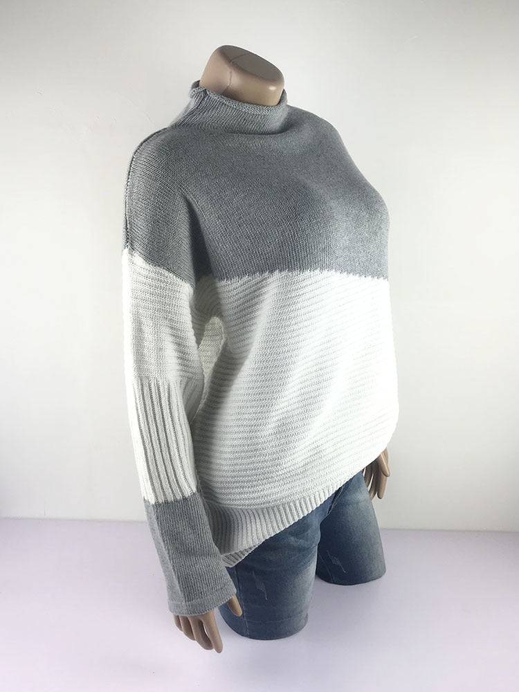 Color Block High Neck Sweater