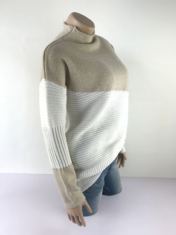 Color Block High Neck Sweater