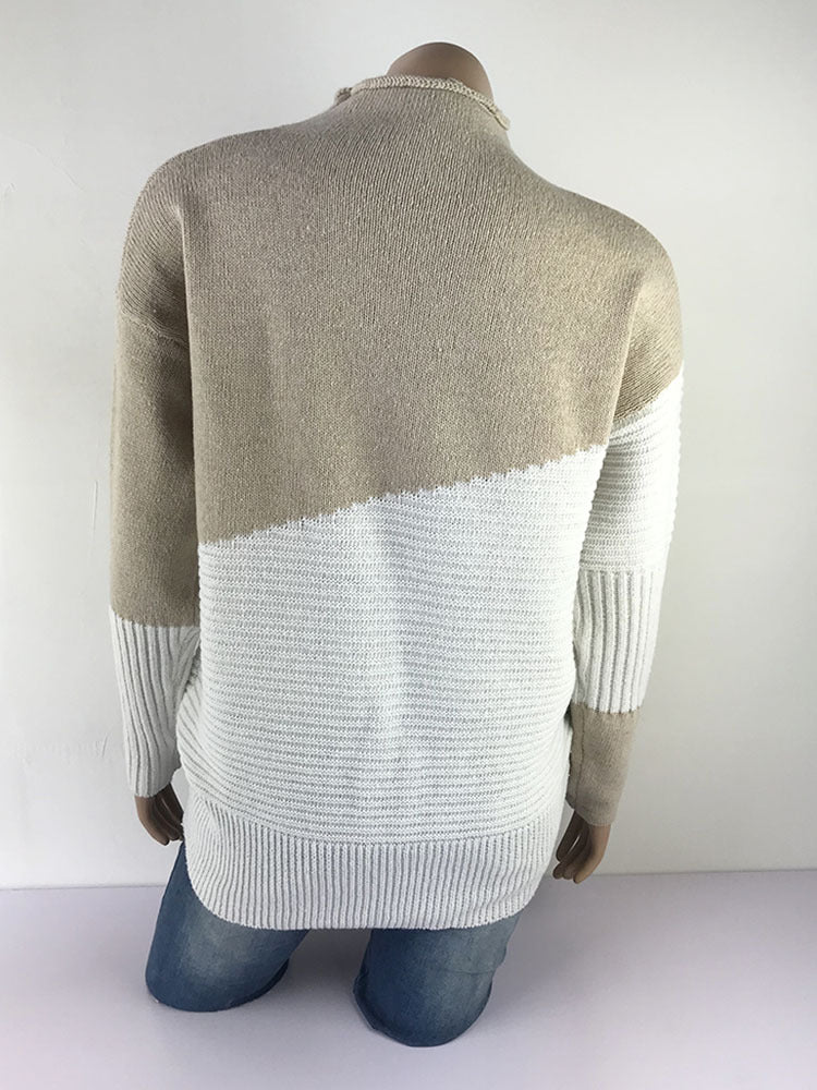 Color Block High Neck Sweater