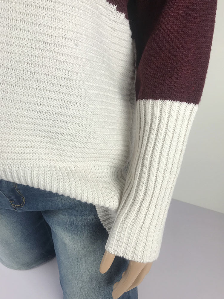 Color Block High Neck Sweater