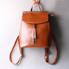 Load image into Gallery viewer, Brown Zipper Convertible Leather Backpack

