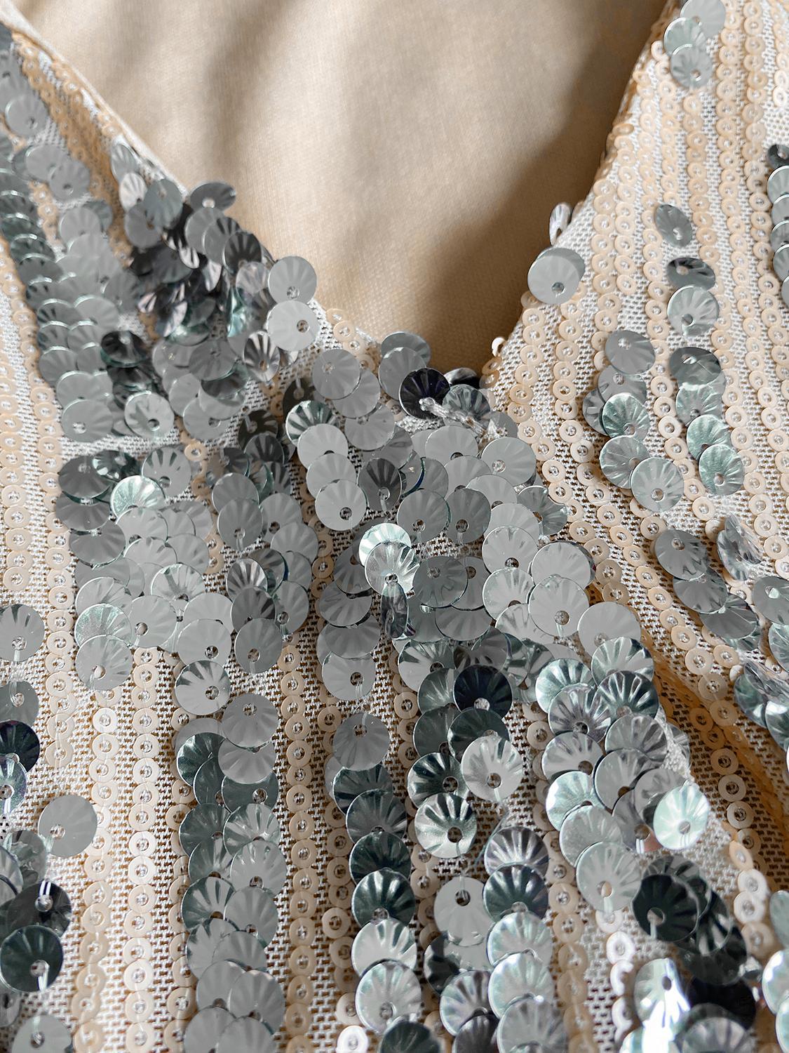 Wrap Sequin Decor Lantern Sleeve Top