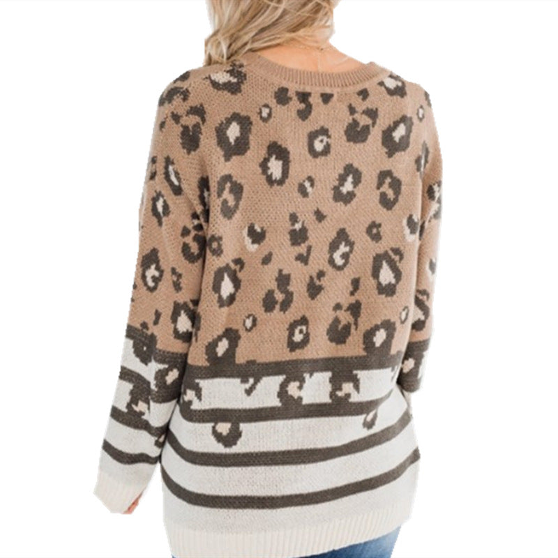 Brown Leopard Striped Sweater