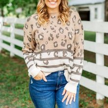 Load image into Gallery viewer, Brown Leopard Striped Sweater
