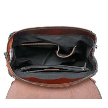 Load image into Gallery viewer, Coffee Double Zipper Leather Backpack
