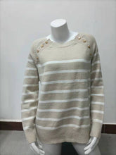 Load image into Gallery viewer, Black Buttons Striped Sweater

