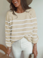 Load image into Gallery viewer, Black Buttons Striped Sweater
