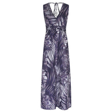 Load image into Gallery viewer, Navy Leaflets Print Maxi Dress
