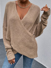 Load image into Gallery viewer, Brown V-neck Wrap Sweater
