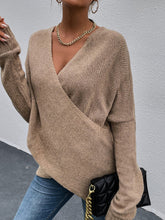 Load image into Gallery viewer, Brown V-neck Wrap Sweater

