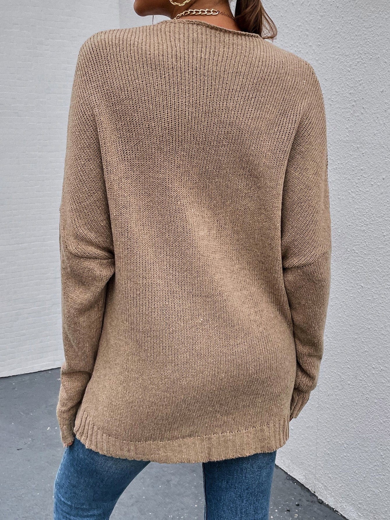 Brown V-neck Wrap Sweater