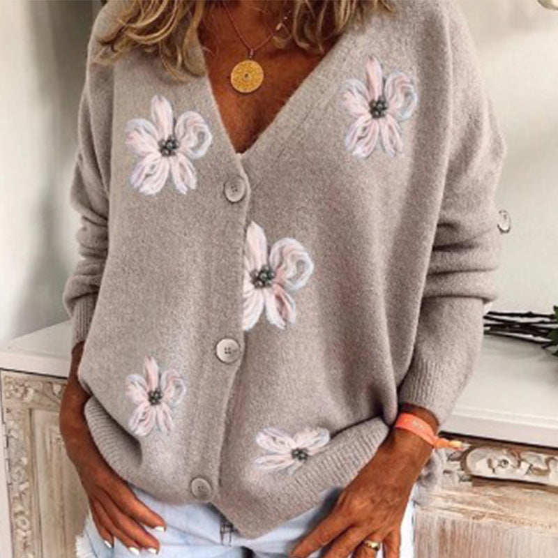 Grey Floral Cardigan