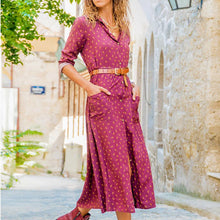 Load image into Gallery viewer, Print Pockets Buttons Down Long Sleeve Shirt Dress
