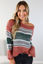 Load image into Gallery viewer, Red Stripped  Long Sleeves Sweater
