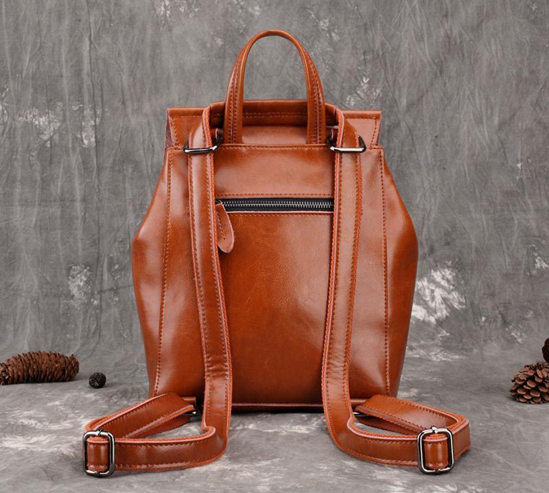 Cute Leather College Backpack