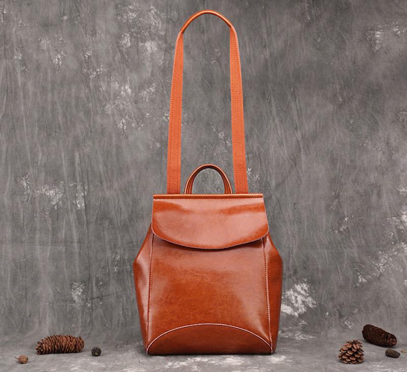 Cute Leather College Backpack