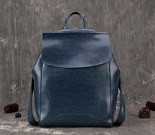 Load image into Gallery viewer, Blue Cute Leather College Backpack
