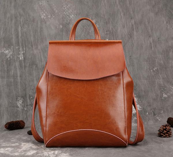 Cute Leather College Backpack