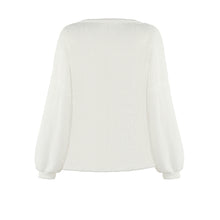 Load image into Gallery viewer, White V-neck Long Sleeve Loose Blouse
