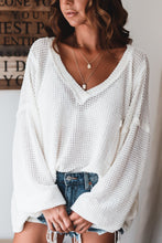 Load image into Gallery viewer, White V-neck Long Sleeve Loose Blouse
