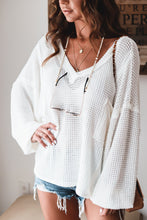 Load image into Gallery viewer, White V-neck Long Sleeve Loose Blouse
